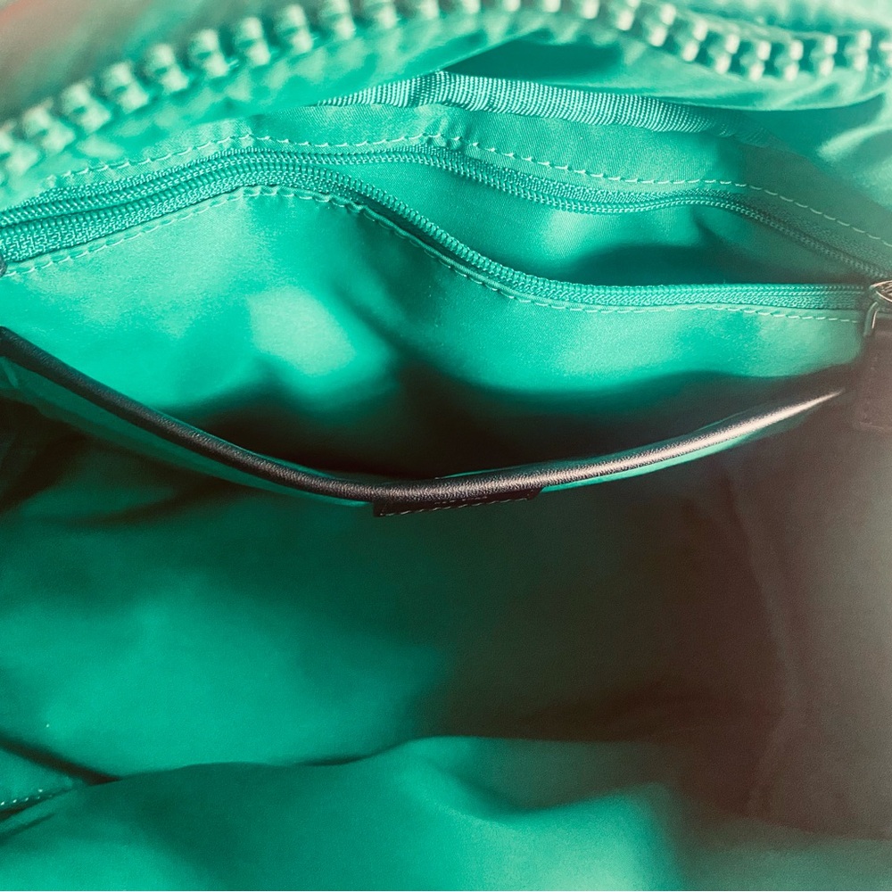 Kate Spade Fabric & Leather Trim Choux Puffy Satchel Crossbody Green NWOT - Picture 7 of 16